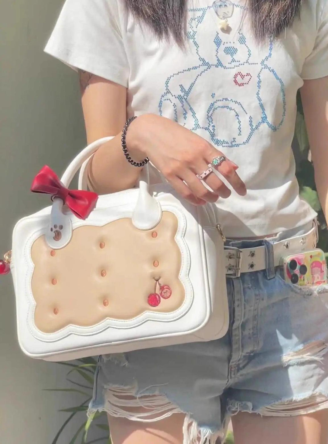 Morning Glory~Kawaii Lolita Bag Cherry Biscuit Shoulder Crossbody Handbag