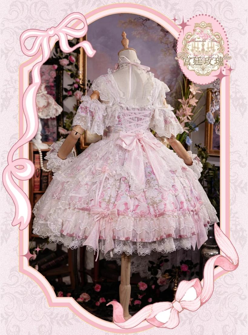 Palace Rose - Gorgeous Classic Lolita Rose Printed JSK Dress with Lace 45729:859617
