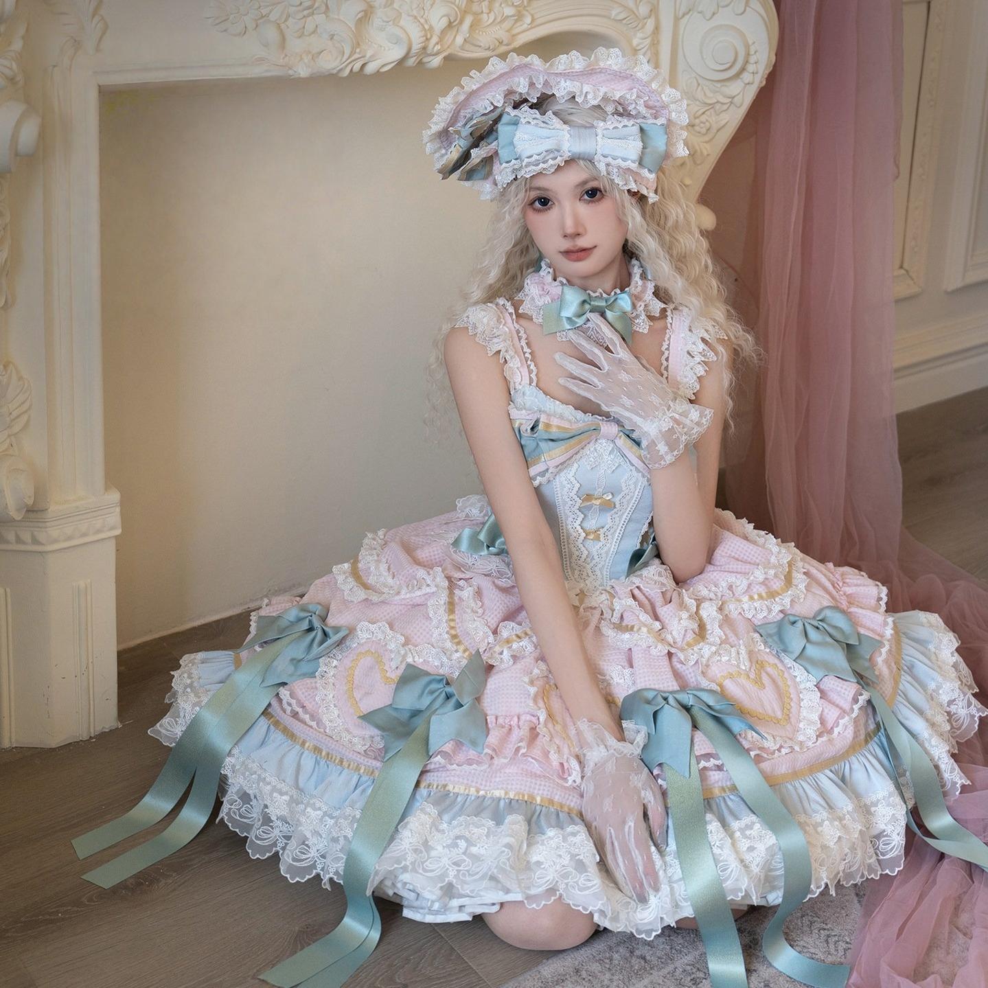 Dream Melody - Gorgeous Sweet Lolita JSK Dress, Lace & Bows 44442:809828