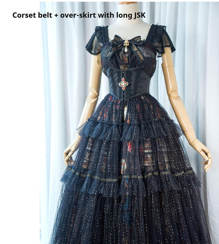 GOTHIC LOLITA~Rosary in the illusional library~Gothic Lolita Print JSK Dress