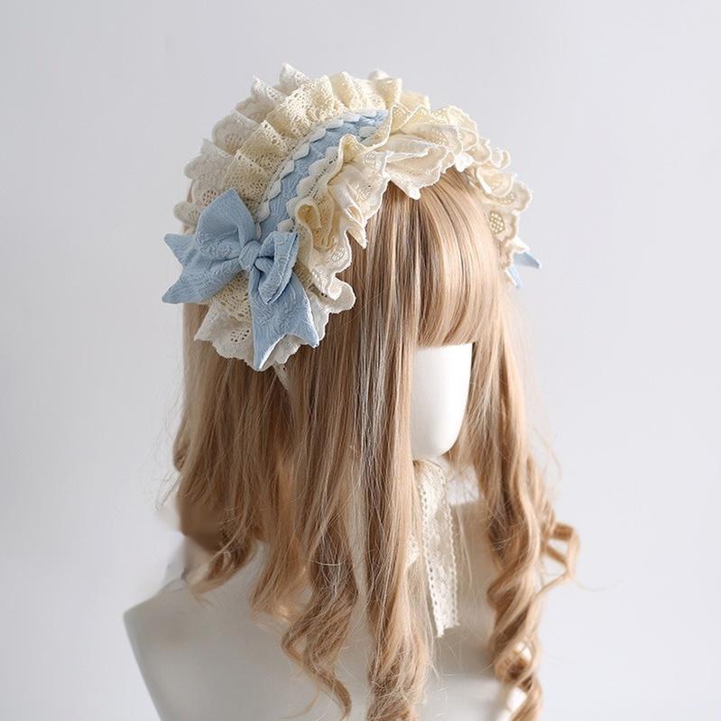 Xiaogui~Sweet Lolita Headband Lace Hairband Ballet Style Blue