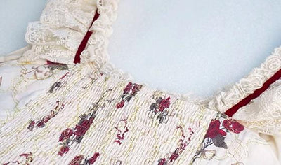 Yingtang~Plus Size Lolita Cardigan Set Elegant French Rose Print Dress 31448:402476