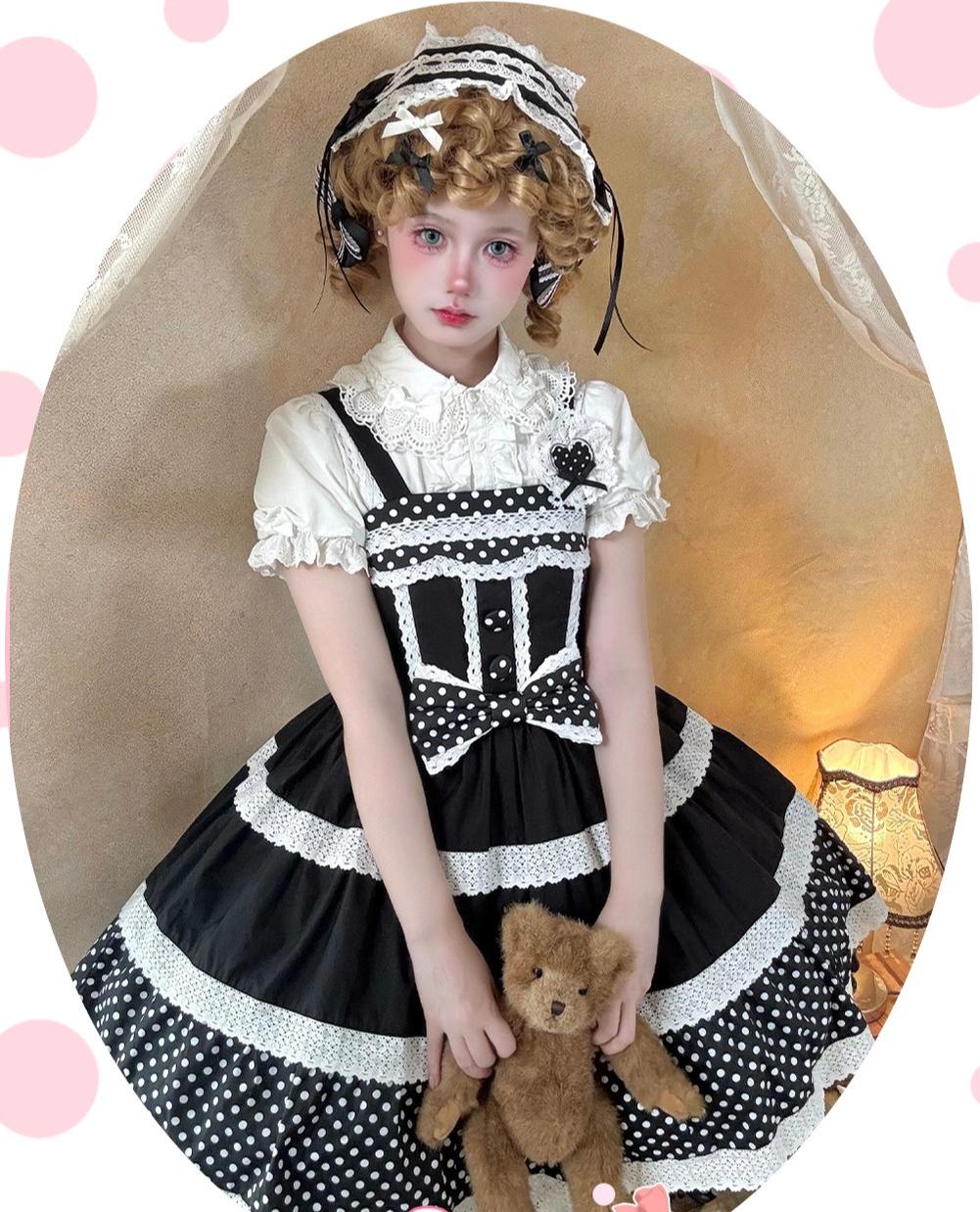 Cotton Sweet Lolita Polka Dot JSK & Salopette Dress 45589:853428