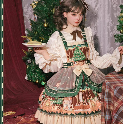 YingLuoFu~Christmas Tale~Christmas Sweet Lolita Salopette Daily Lolita Dress   