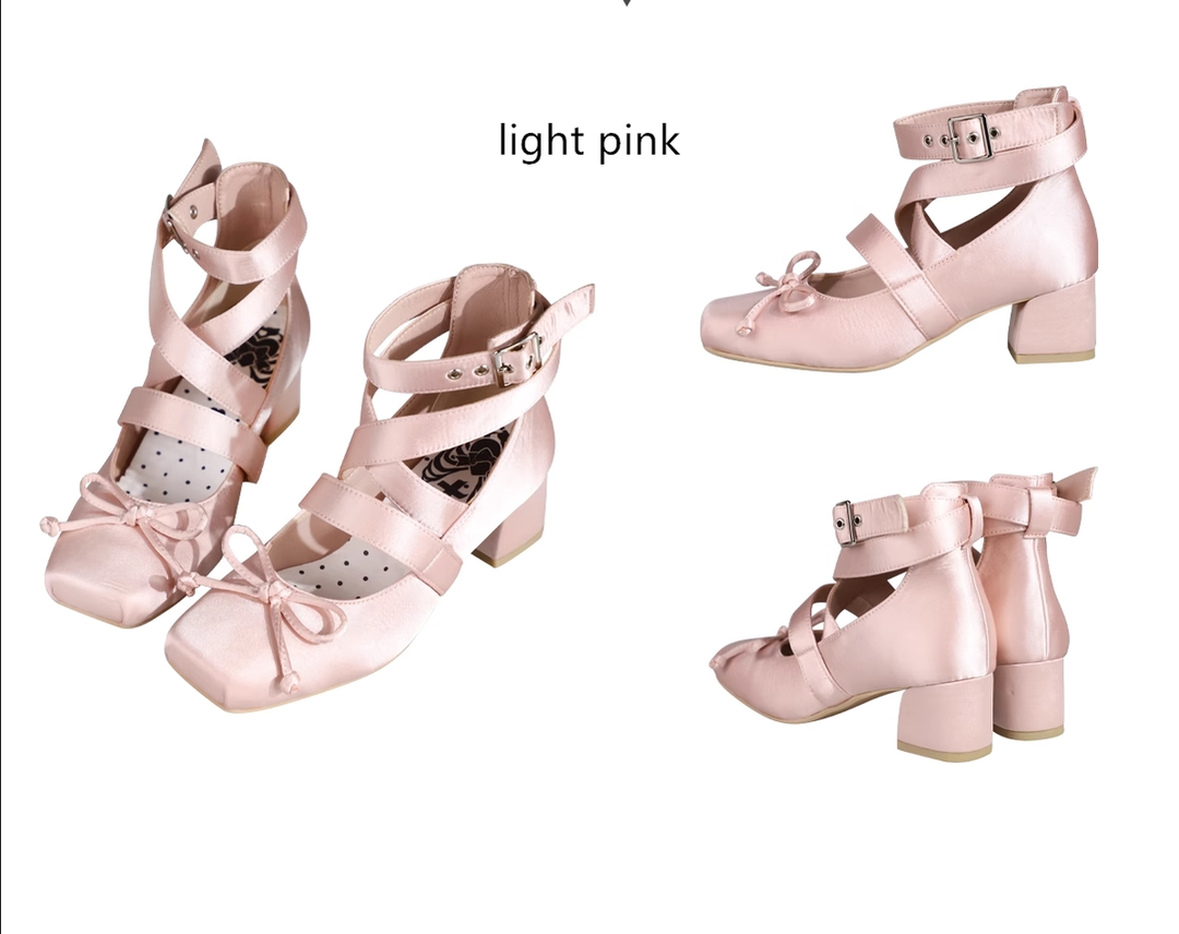 (BFM)MODO~Elegant Lolita Shoes Ballet Round-toe Mid-heel Shoes   