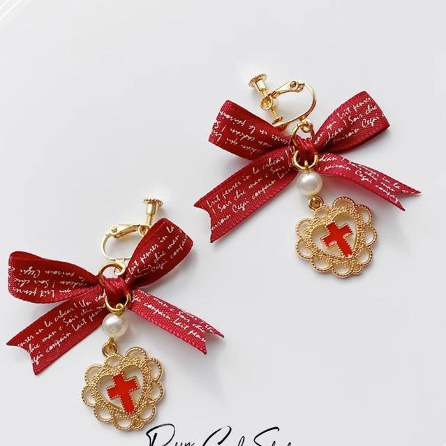Pretty Girl Lolita~Christmas Burgundy Headdess New Year Accessorries a pair of ear clips  