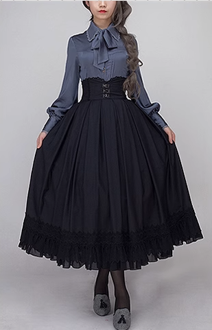 JS Lolita~Christmas Concerto~Christmas Elegant Lolita Skirt Multicolors black  (long type) S 