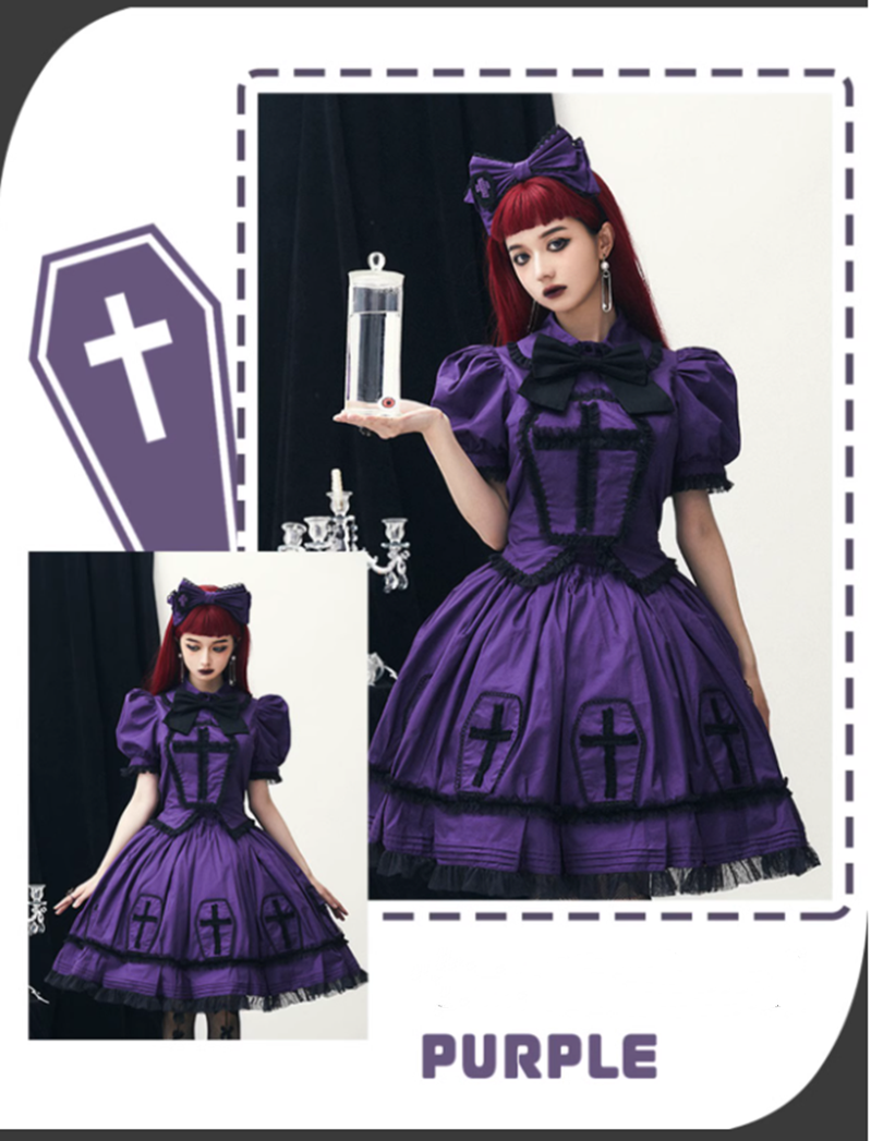 (Buyforme)Confession Balloon~Halloween Cross Lolita OP Dress S purple 