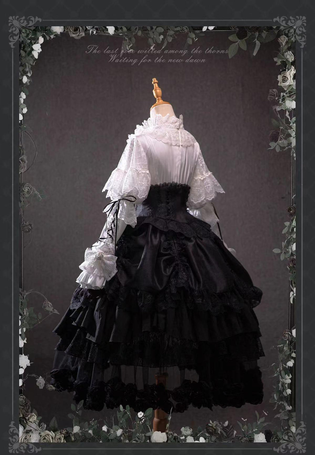 (BFM)Bramble Rose~Rose Deacon~Elegant Lolita Dress Black and White OP