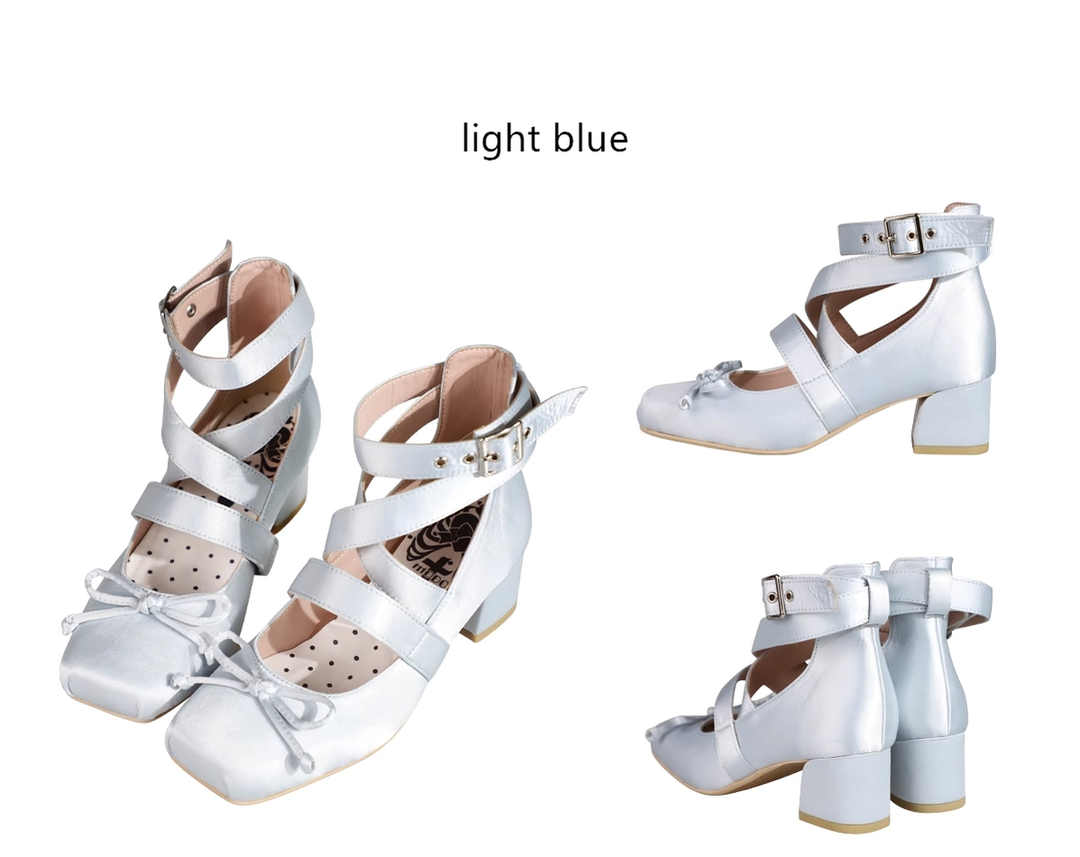 (BFM)MODO~Elegant Lolita Shoes Ballet Round-toe Mid-heel Shoes   