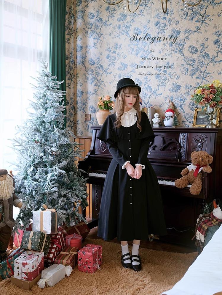 Beleganty Fashion~Miss Winnie~Retro Lolita Cape Long Sleeve Dress   
