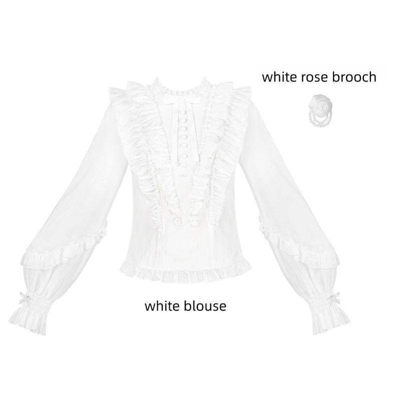 Miss Laura - Versatile Classic Lolita Blouse, Lattern Sleeves (L M S) 44703:819373