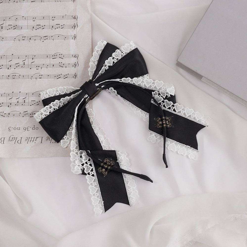 Sugar Time - Sweet Lolita Headdress, KC & Clip Options Black and White / KC