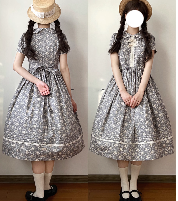 Akane Alois~Hana Shinfu~Country Lolita Flower Print OP Dress   