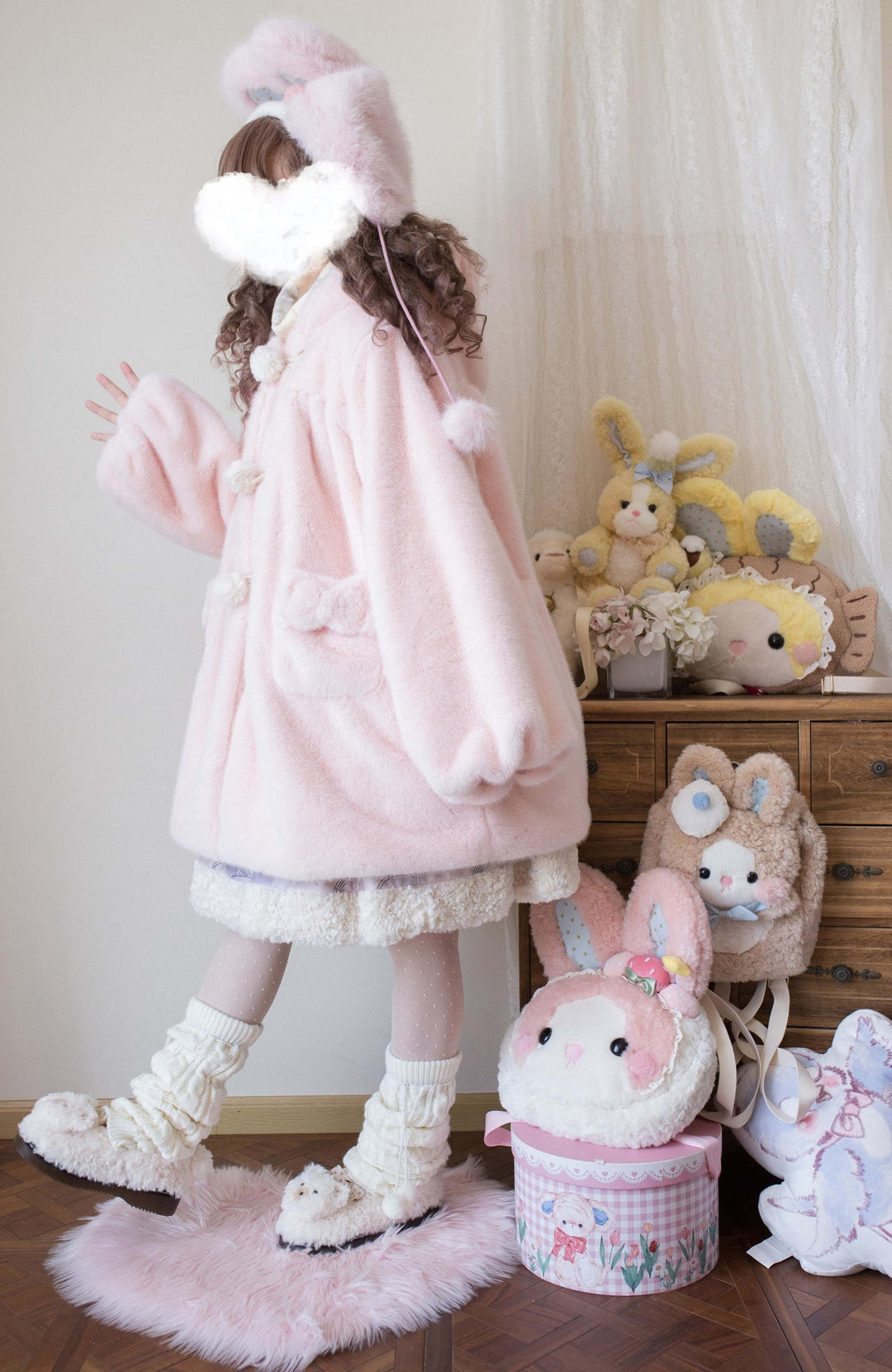 MIST~Cream Cheese~Winter Kawaii Lolita Overcoat Thickened Hooded Loose Outwear