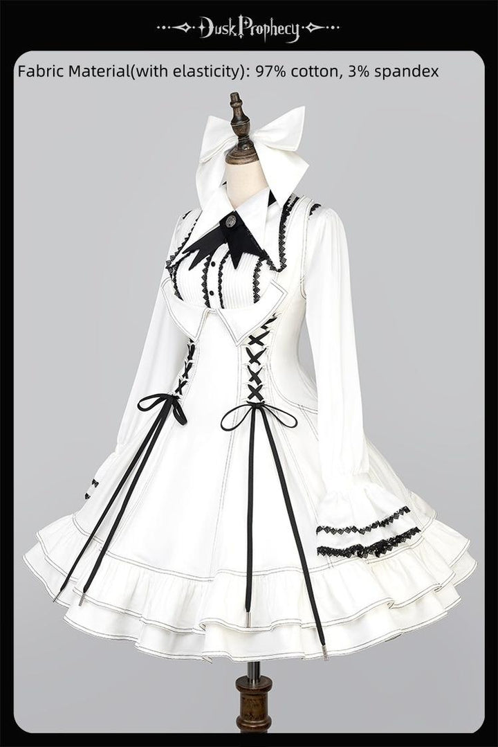 DuskProphecy~Egret 2.2-3.1 Version~Sweet Lolita Denim JSK Bust-Supporting Dress (L M S XL) 42166:729658