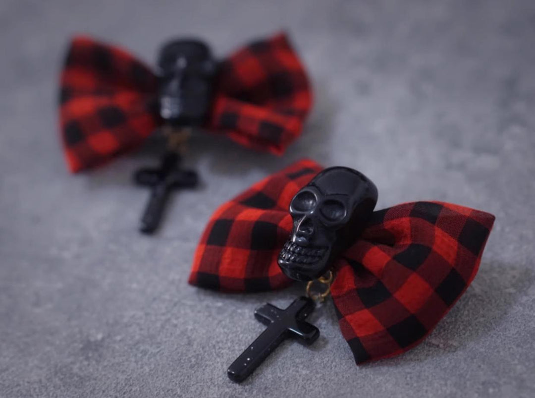 Strange Sugar~Gothic Lolita Side Clips Skull Cross Hair Accessory   