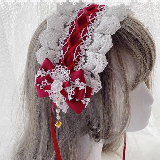 Pretty Girl Lolita~Elegant Lolita Burgundy Rose Headdresses a hairband(please email us if need child version)  