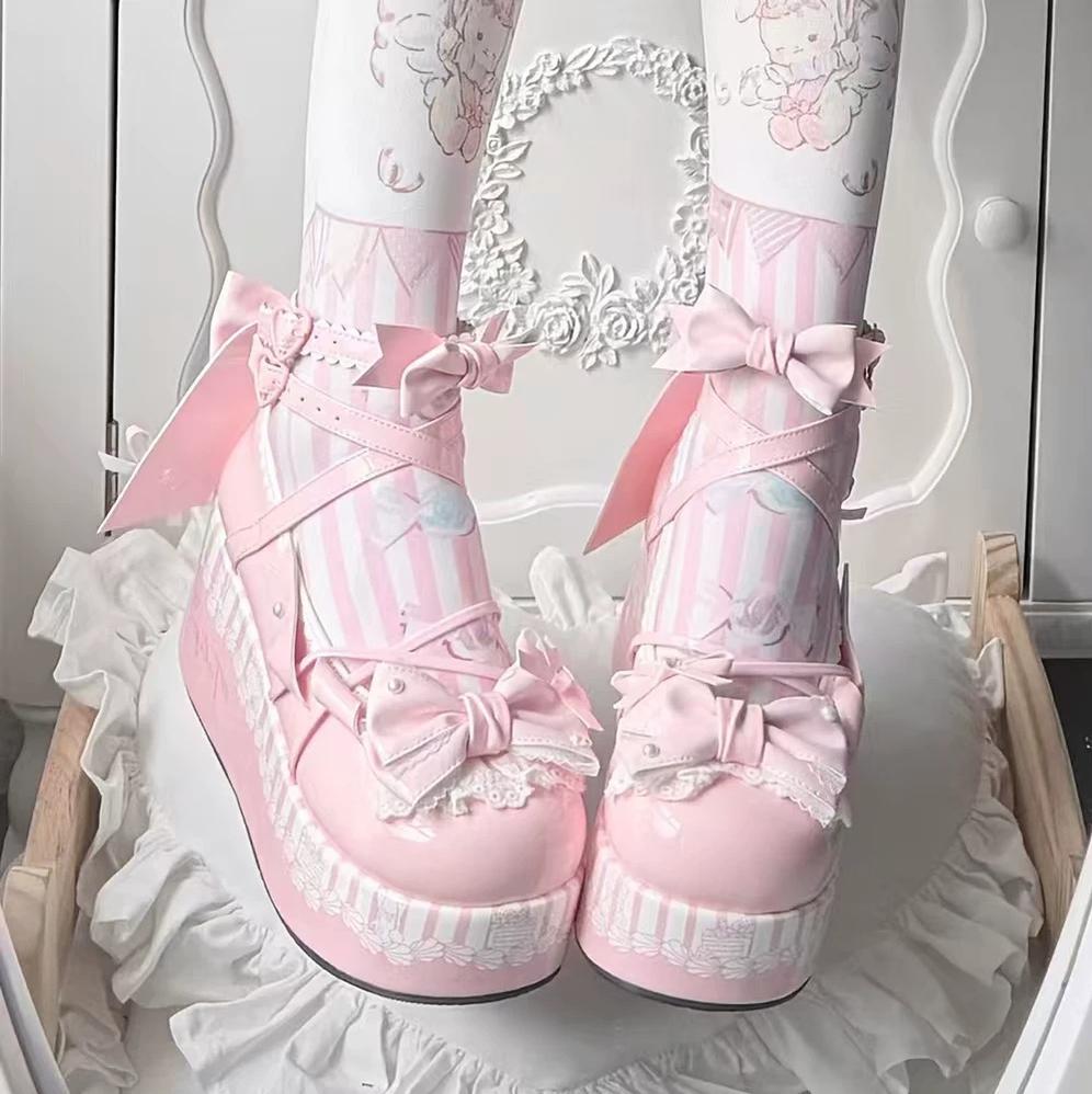 Windchime Fantasia - Sweet Lolita Platform Shoes, Detachable Back Bow 45759:861067