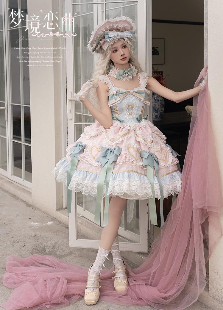 Dream Melody - Gorgeous Sweet Lolita JSK Dress, Lace & Bows 44442:809838