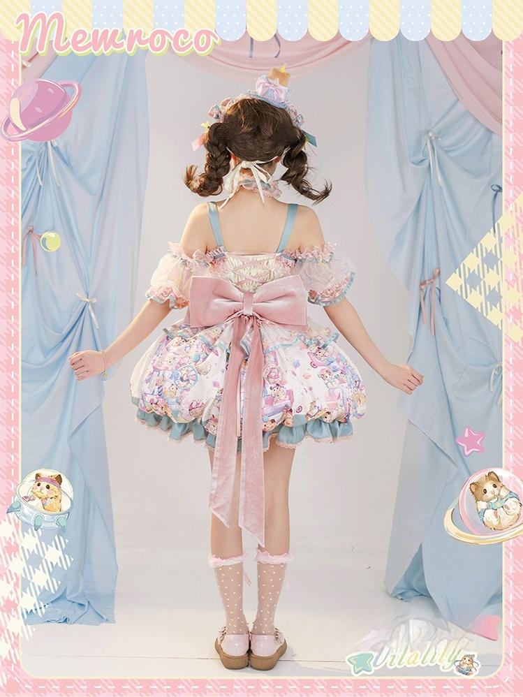 Mewroco~Vibrant Hamster~Sweet Lolita JSK Dress Floral Print Bud Skirt