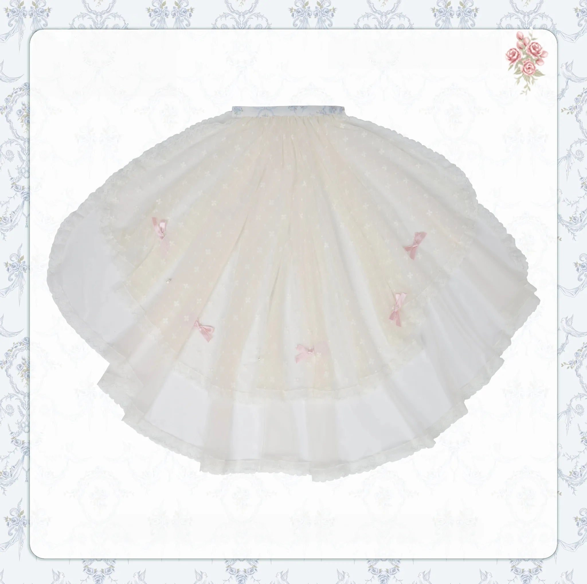 Rose Fragrance - Classic Lolita Lace JSK & OP Dress, Rose & Perfume Bottle Print (L M S) 45850:865558