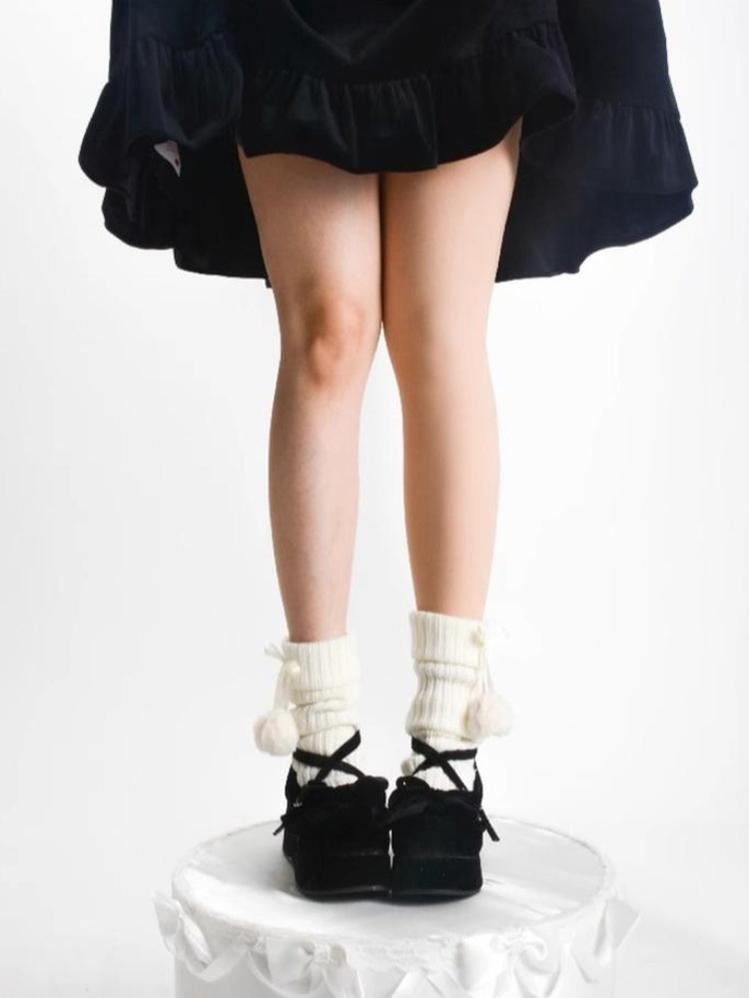 Roji Roji~Sweet Lolita Thigh-High Stockings Winter Fleece-Lined Pantyhose   