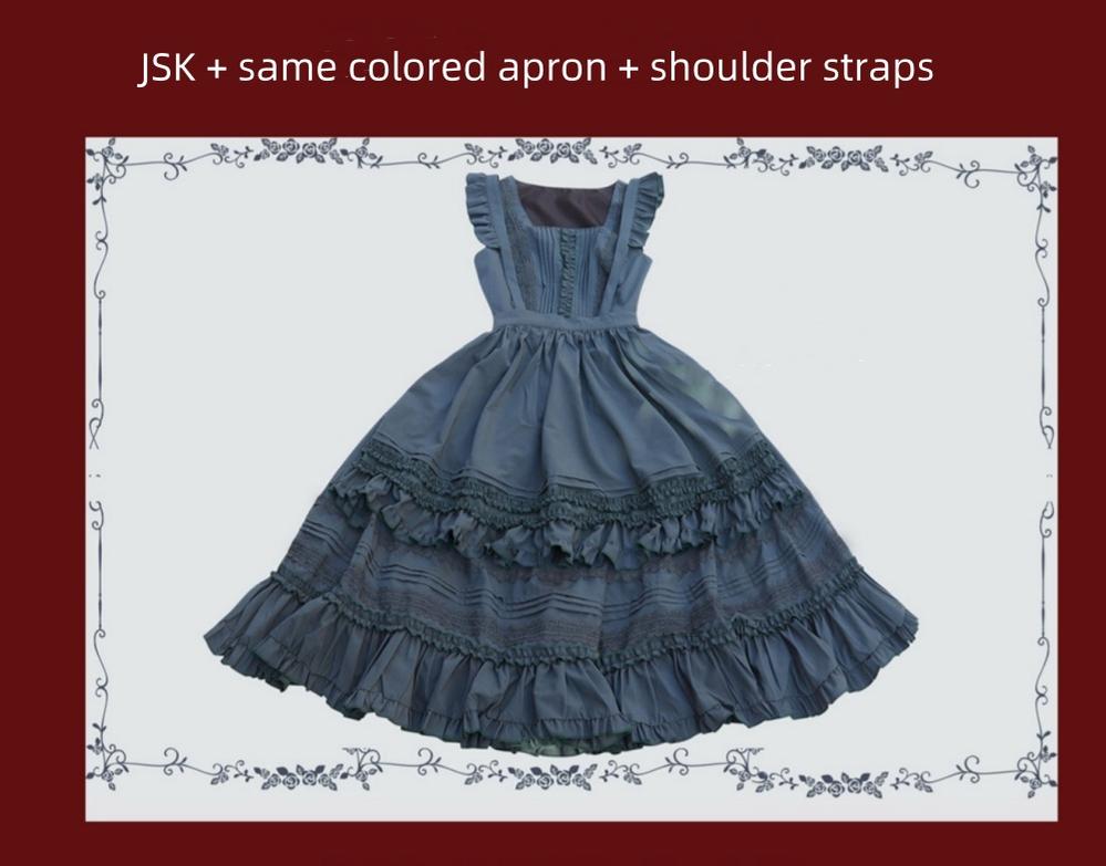 Tiny Garden~Nocturne Reminiscence~Elegant Lolita JSK Dress Multi-Wear Apron Dress Set 19290:596326