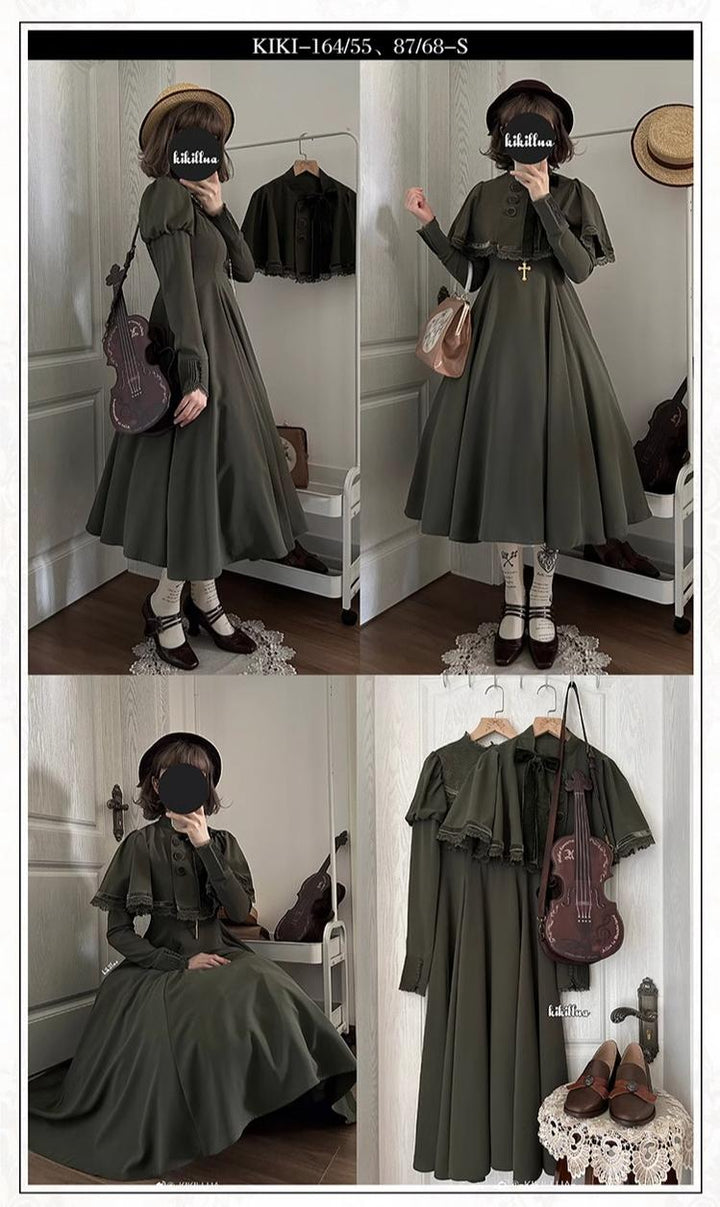 KINOKOKO~Aslan Blessings~Classic Lolita OP Seven-panel Slim Fit Dress with Cape