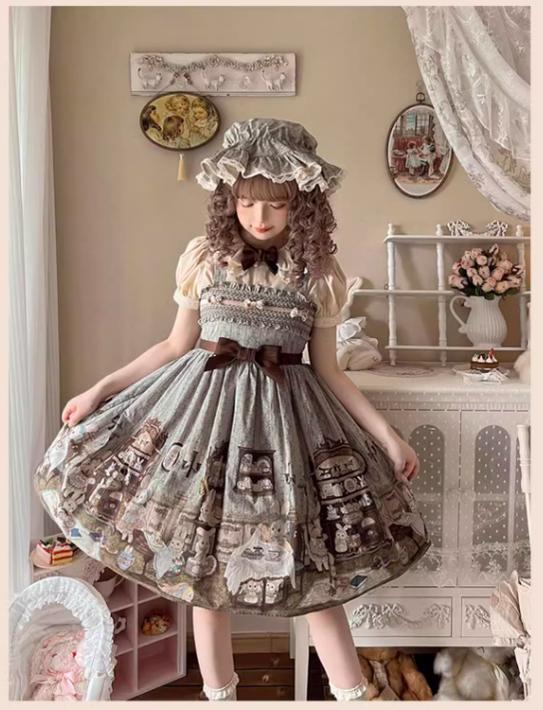 (BFM)DrunkCoco~Hide And Seek~Kawaii Lolita JSK Dress Full Shirring Lolita JSK and Shirt   
