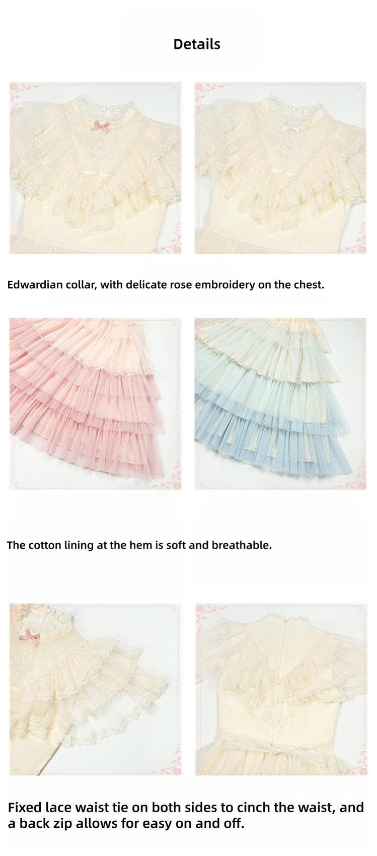 True Vow - Embroidered Classic Lolita Dress, Layered Gradient Hem