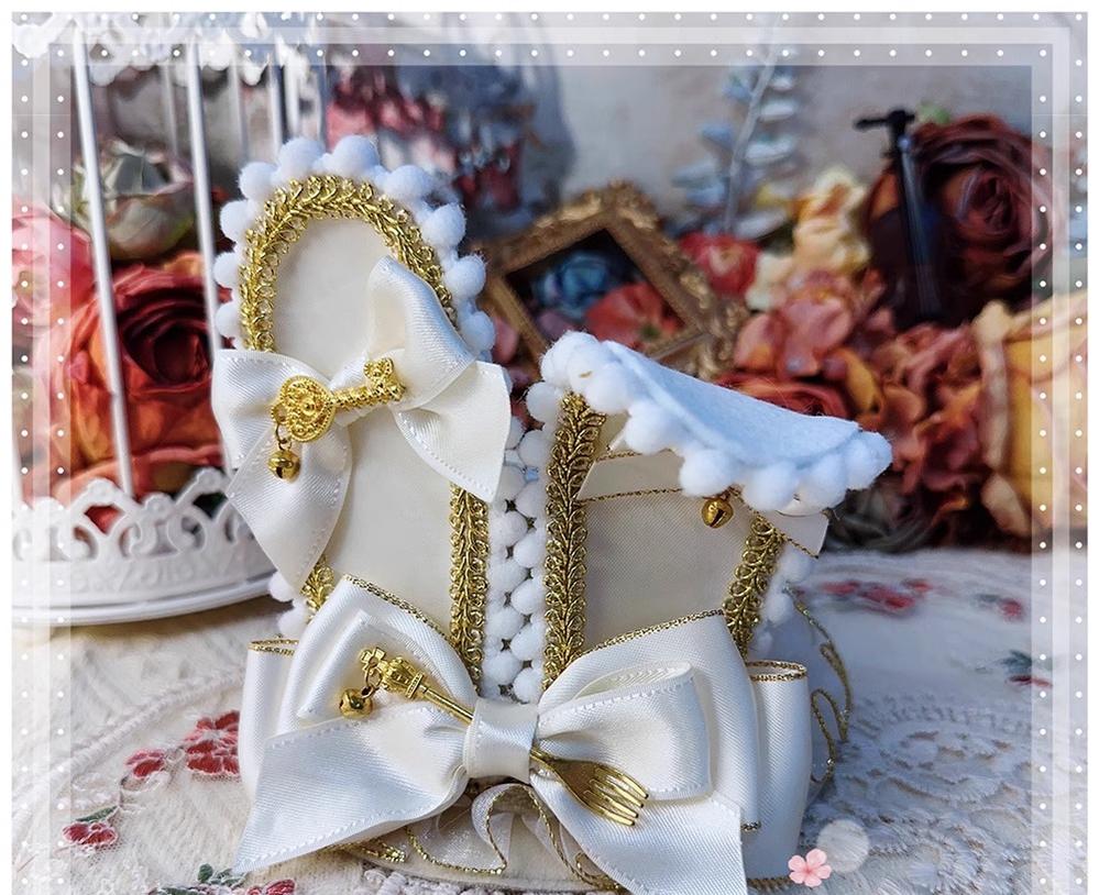 Menglu - Lolita Top Hat Rabbit Ear Bow Lolita Headdress Multicolors Platinum milk white