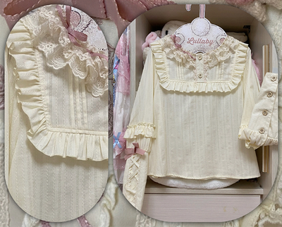 3 Puppets~Elegant Lolita Bear Embroidery Mutton Sleeve Blouse S mutton sleeve shirt(apricot) 