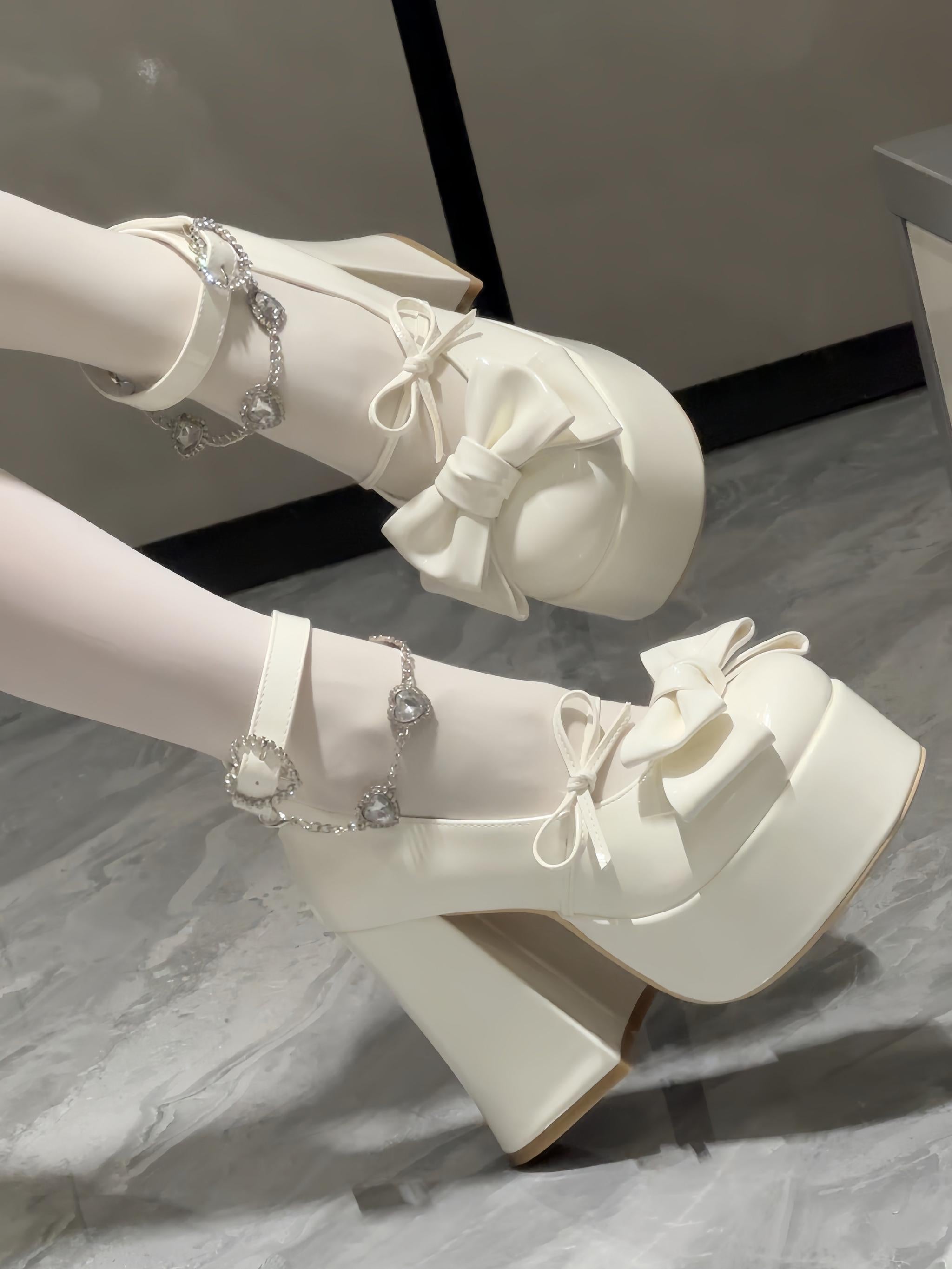 Princess Dudu - Sweet Lolita Heels Shoes, Rhinestone Chain