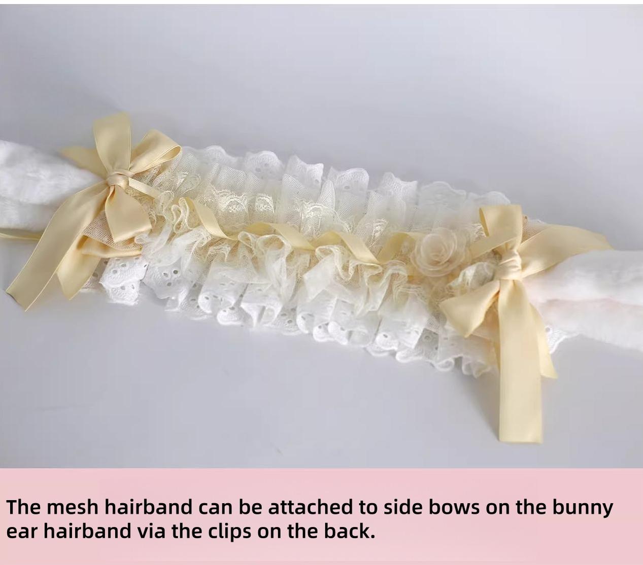 Lace Lolita Hairband, 2-in1 Bunny Ear Hairband