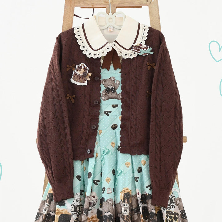 (BuyForMe) MIST~Hollow Out Long Sleeve Lolita Cardigan Multicolors S dark brown 