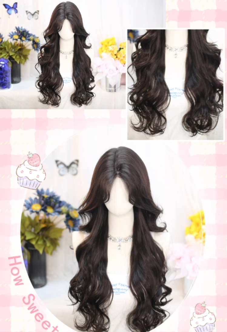 Dalao Home~Flower Season~70 CM Lolita Wig Long Curls Eight Character Bangs