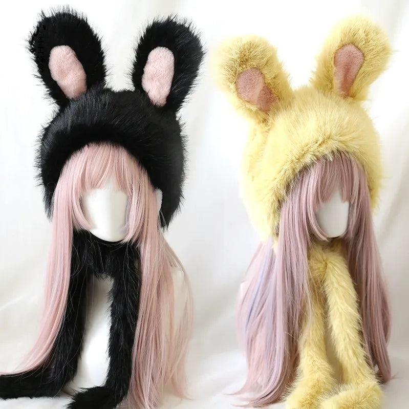 Xiaogui~Sweet Lolita Hat Bunny Ear Plush Warm Headwear   