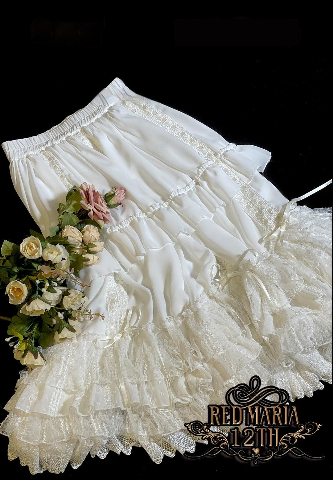 Red Maria~Butterfly Echoes~Classic Lolita Blouse Chiffon Adjustable Underskirt