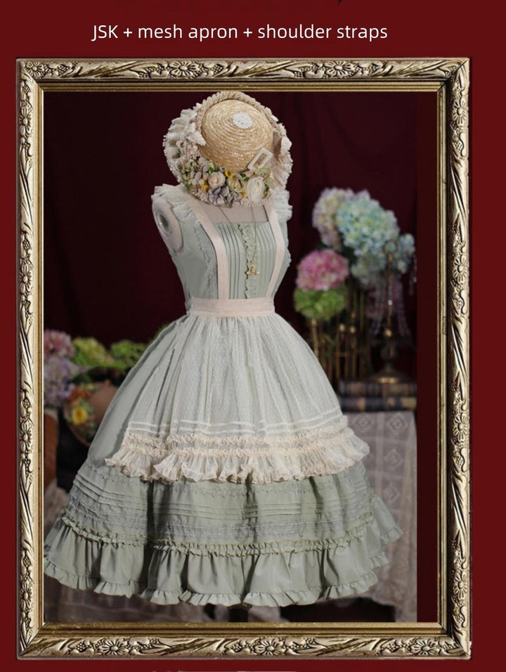 Tiny Garden~Nocturne Reminiscence~Elegant Lolita JSK Dress Multi-Wear Apron Dress Set   