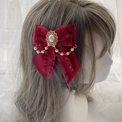 Pretty Girl Lolita~Elegant Lolita Burgundy Rose Headdresses   