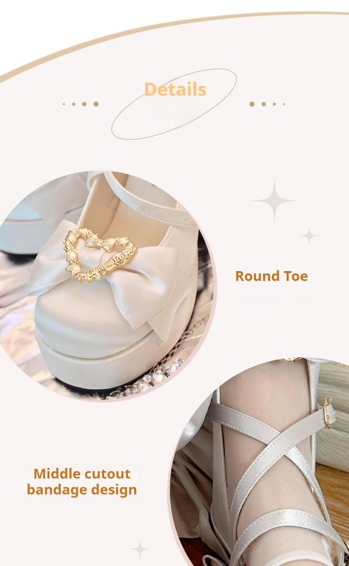 (BFM)Cheesecake~Mousse Heart~Sweet Lolita High Heel Shoes Mary Jane Love Heel Shoes   