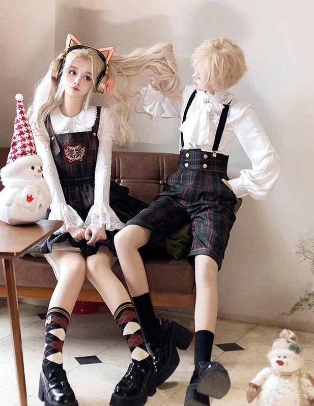 CastleToo~Christmas Limited~Ouji Lolita Suit Salopette Cape Mid-length Pants   