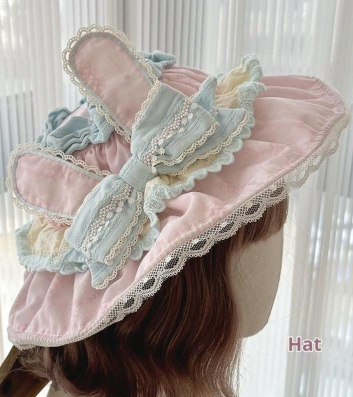 Mewroco~Sweet Lolita Accessory Set IP Collab BNT Hat Bow Trailing Hat Only F