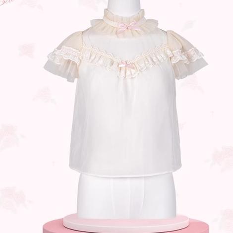 Flower and Pearl Box~Silk Ballet~Wedding Lolita Pink Bridal JSK Set short-sleeved shirt XS 