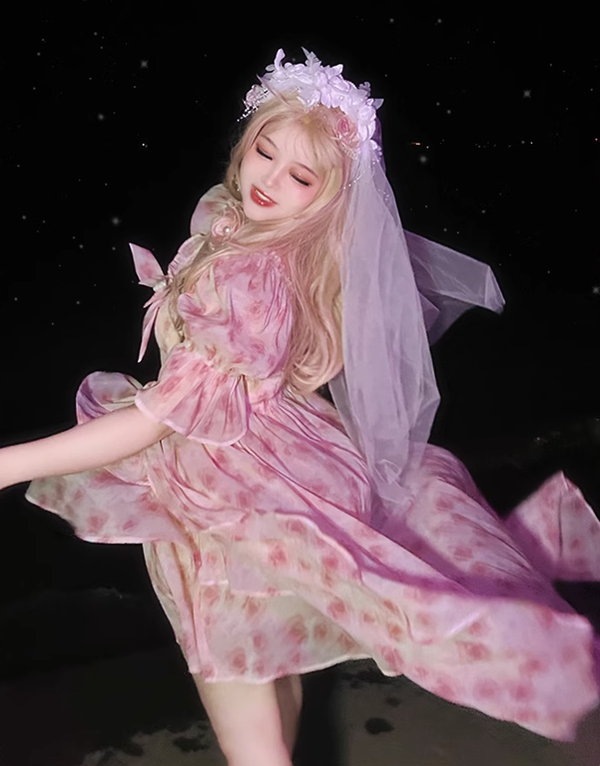 Yingtang~Berlin Rose~Sweet Lolita Plus Size Puffy Trailing Dress   