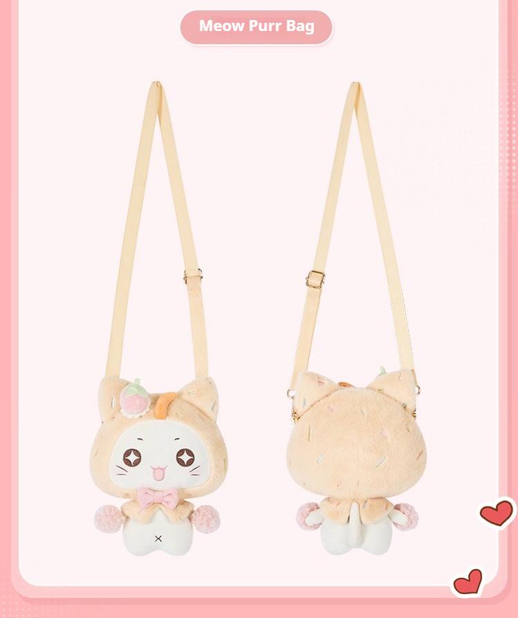 Nikki Tomorrow~Kawaii Lolita Plush Bag Cute Doll Backpack Meow Purr Bag - White and Orange F