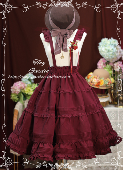 Tiny Garden~Old Love Songs~Lolita Elegant Vintage SK and Waistcoat S-waistcoats burgundy 