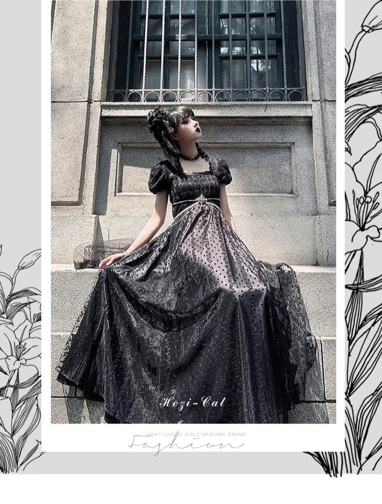 Hezi's Cat Haven~Mist Rose~Plus Size Lolita Empire Waist OP Dress 42268:754093