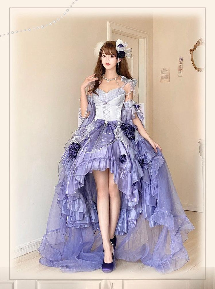 Meowing and Fruity~Swan Wonderland~Fairy Lolita JSK with High-Low Hem